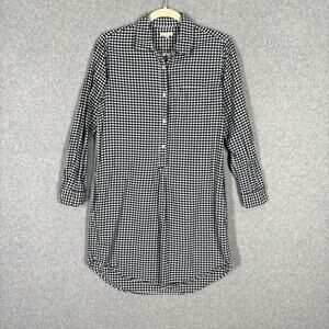 Gap Dress Small Navy‎ Shirt Gingham Plaid Pockets Cotton Sailor Academia Casual